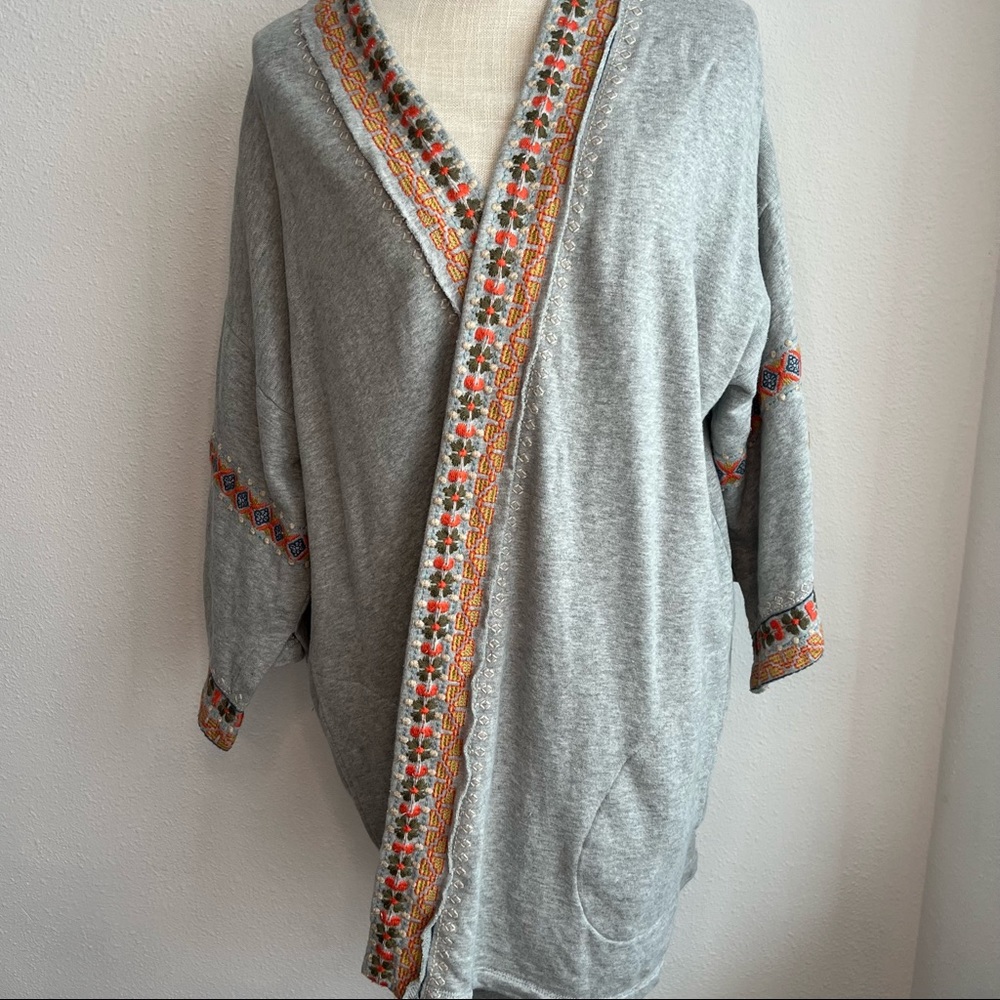 Johnny Was Hira Gray Terry Kimono - XL